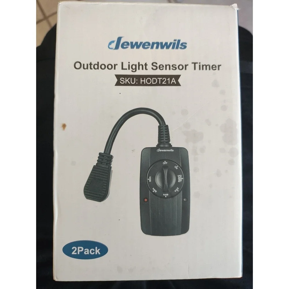 DEWENWILS Outdoor Light Timer Dusk to Dawn, Weatherproof, Plug in Timer 10A, 2 p